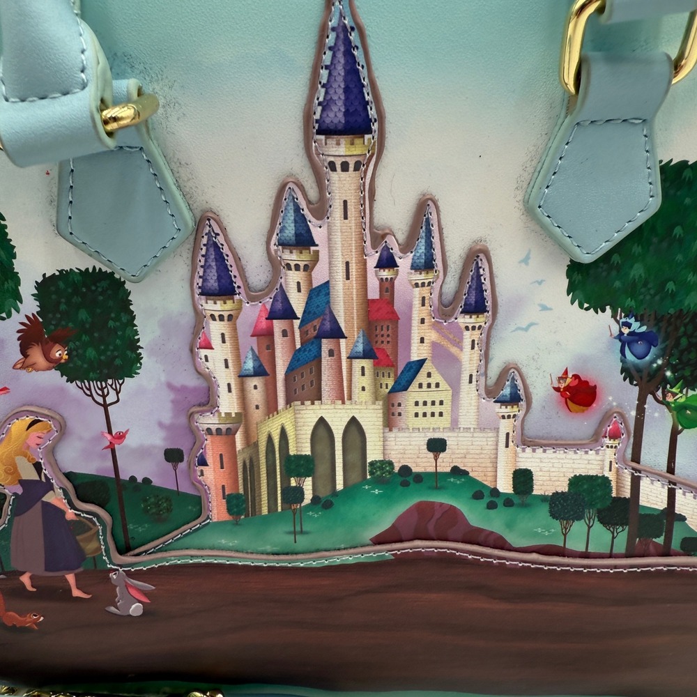 Loungefly Disney Sleeping Beauty Aurora Prince Phillip Satchel Crossbody Bag - Picture 3 of 13